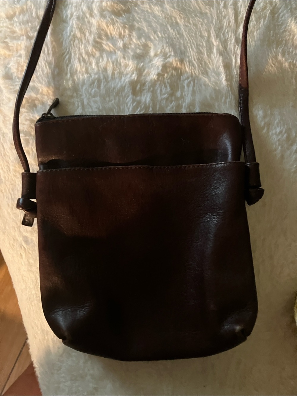 Leather Crossbody Bag - Brown